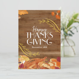 Brun Enkel Glad Thanksgiving Sociala Medier Inbjudningar