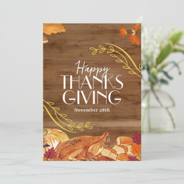 Brun Enkel Glad Thanksgiving Sociala Medier Inbjudningar (Stående Fram)