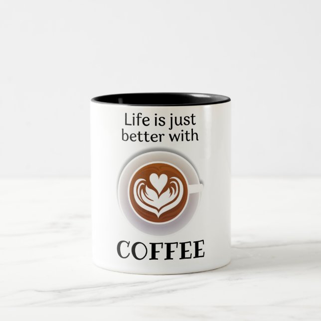 Brun Enkel Kaffe Citat  Två-Tonad Mugg (Center)