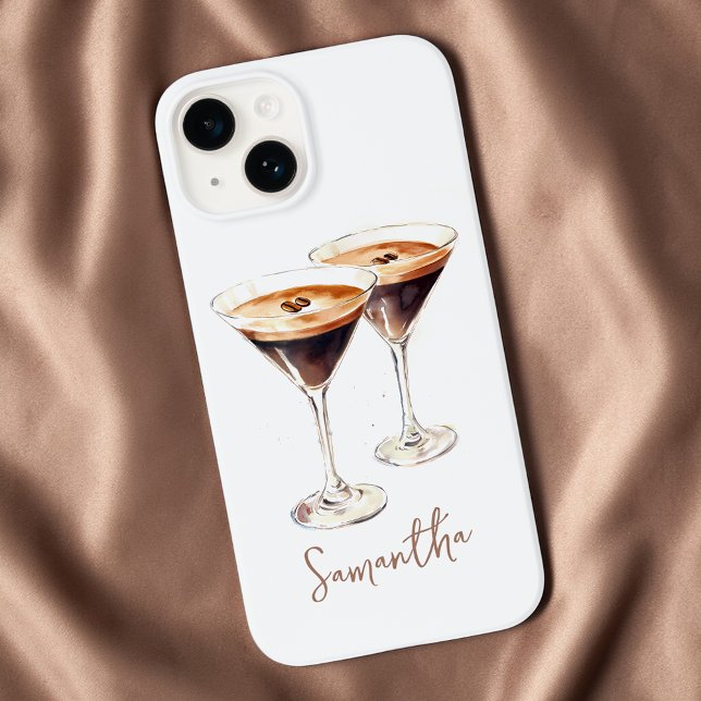 Brun Espresso Martini Kaffe Cocktail Anpassat Namn (Brown Espresso Martini Coffee Cocktail Custom Name Case-Mate iPhone Case)