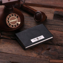 Brun Etched Monogram-innehavare av läderkort