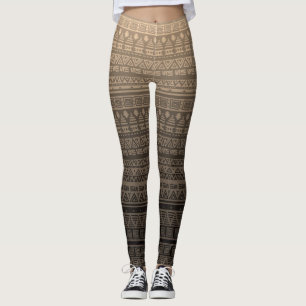 Brun etnisk ornament leggings