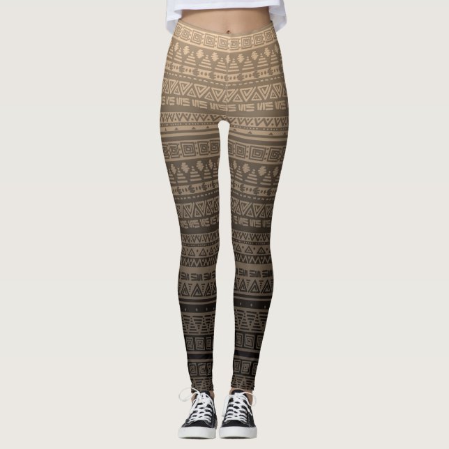 Brun etnisk ornament leggings (Framsida)
