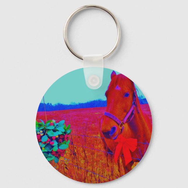 Brun färgad Horse : lägg till namn Nyckelring (Framsida)
