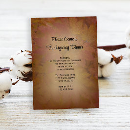 Brun Färgad Löv, Thanksgiving - Middag Inbjudningar