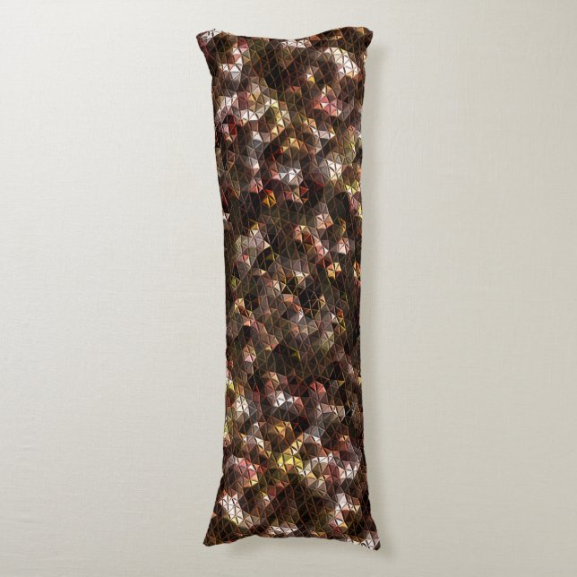 Brun färgad triangulär mosaik med lätt relief kroppskudde (Framsidan Vertikal)