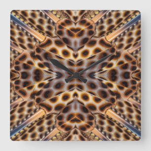 Brun fasantfjäder kaleidoskop fyrkantig klocka