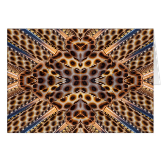 Brun fasantfjäder kaleidoskop hälsningskort (Framsidan Horizontal)