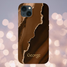 Brun Faux Agate Marled Design med Namn