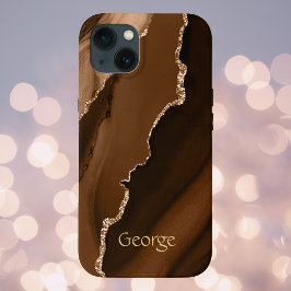 Brun Faux Agate Marled Design med Namn