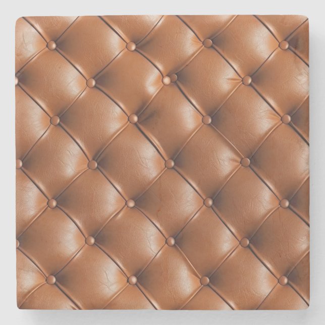 Brun faux-läder (läderutseende) stenunderlägg (Framsidan)