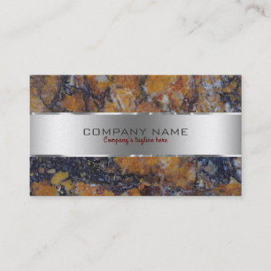 Brun faux Marble & Metallic Silver Visitkort