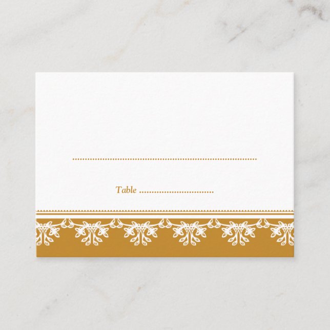 Brun filigree-eskort gräns bröllop placeringskort (Framsida)