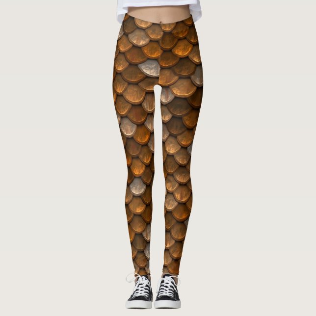 Brun Fiskfjäll Siren Leggings (Framsida)