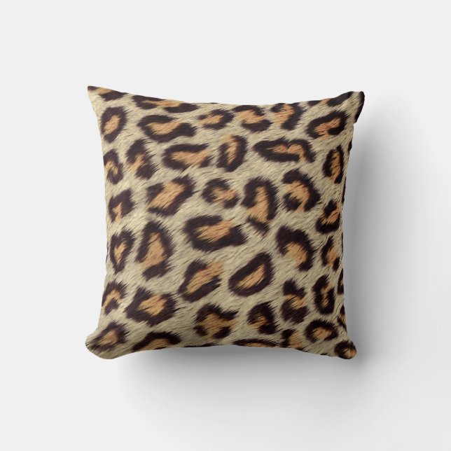 Brun fläckar Leopard mönster faux päls struktur Kudde (Framsida)
