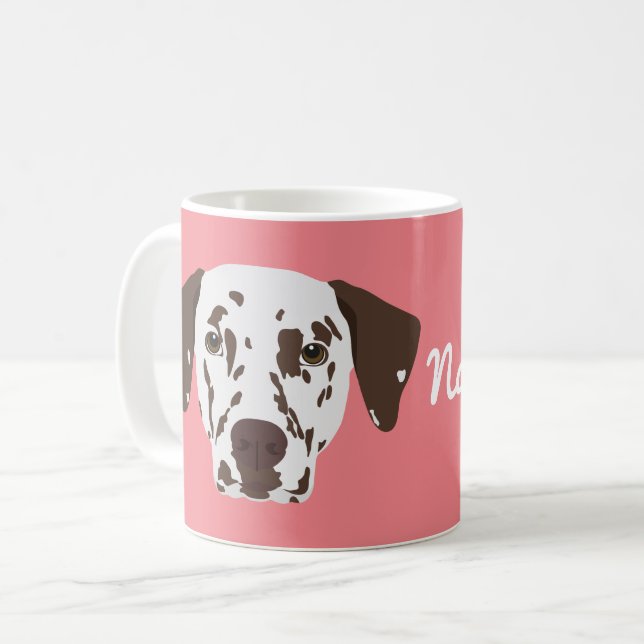 Brun fläckig Dalmatien Hund Coffee Mugg (Framsida vänster)
