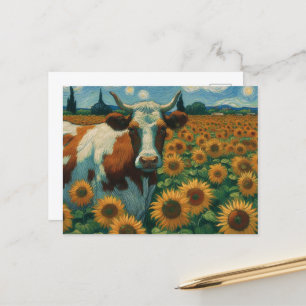 Brun fläckig kummel i Faux Van Gogh Solros Fält Vykort