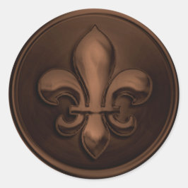 Brun Fleur de Lis-kuvert förseglat utseende Runt Klistermärke