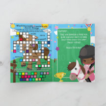 Brun flickor Equestrian Secret Message Birthday