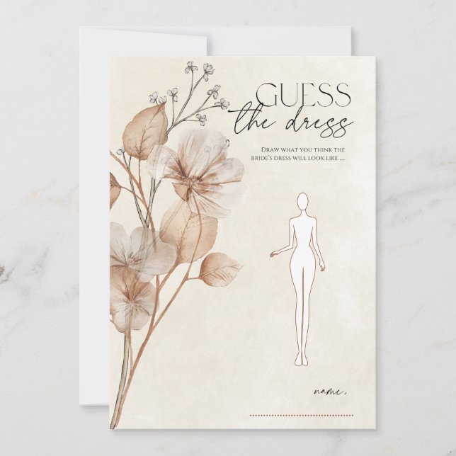 Brun Floral Gissa Klänningen Bröllopsspel Inbjudningar (Framsida)