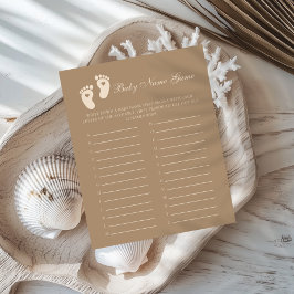 Brun Footprint Gender Reveal Baby Namn Game