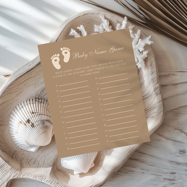 Brun Footprint Gender Reveal Baby Namn Game (Skapare uppladdad)