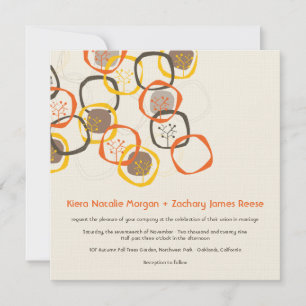 Brun Forest Träd Ringar Rustic Autumn Fall Wedding Inbjudningar