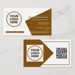Brun Formell QR-kod Professionell Företag Modern Visitkort