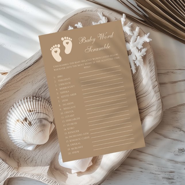 Brun fotavtryck Gender Reveal Baby Ord-skam (Skapare uppladdad)