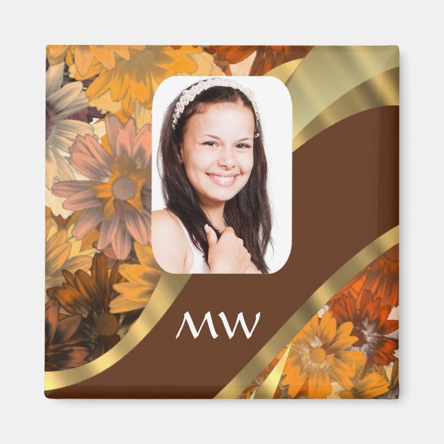 Brun fotomall för blommigt magnet (Framsidan)