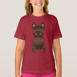 Brun fransk bulldog / Frenchie söt seriehund T Shirt