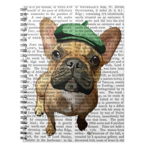 Brun Fransk Bulldog med Grönt Hat 2 Anteckningsbok