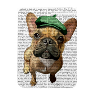 Brun Fransk Bulldog med Grönt Hat 2 Magnet