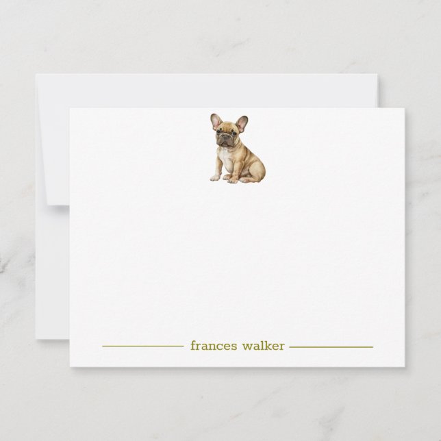 Brun Fransk Bulldog Personlig Note Cards Anteckningskort (Framsida)