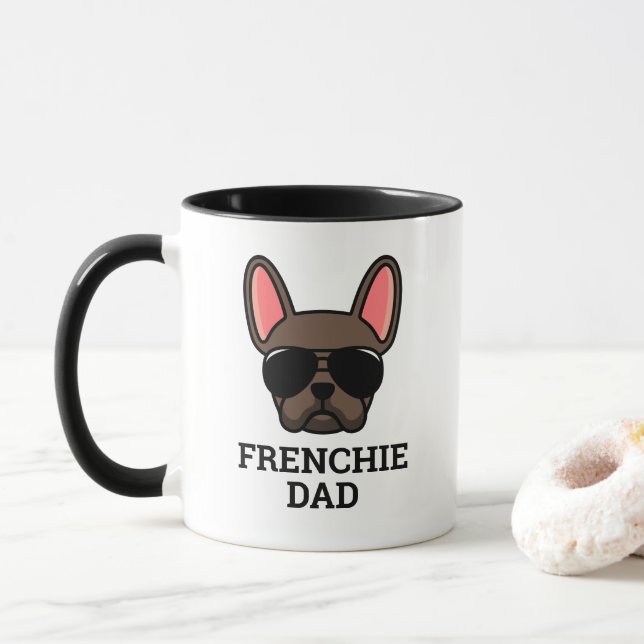 Brun fransk bulldogg Frenchie Pappa Mugg (Med munk)