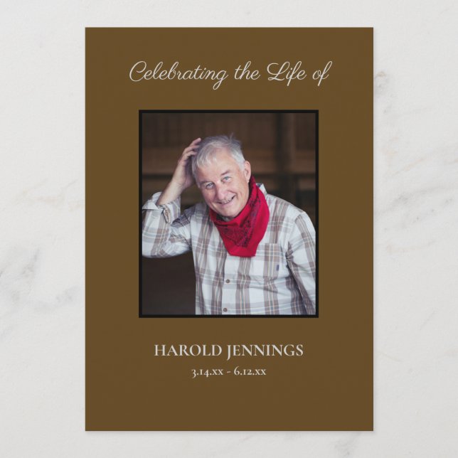 Brun Funeral Program Obituary Order of Service (Framsida)