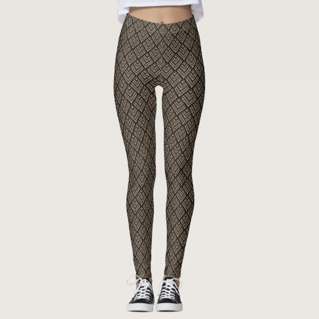 Brun Geometric Leggings för kvinnor (Framsida)