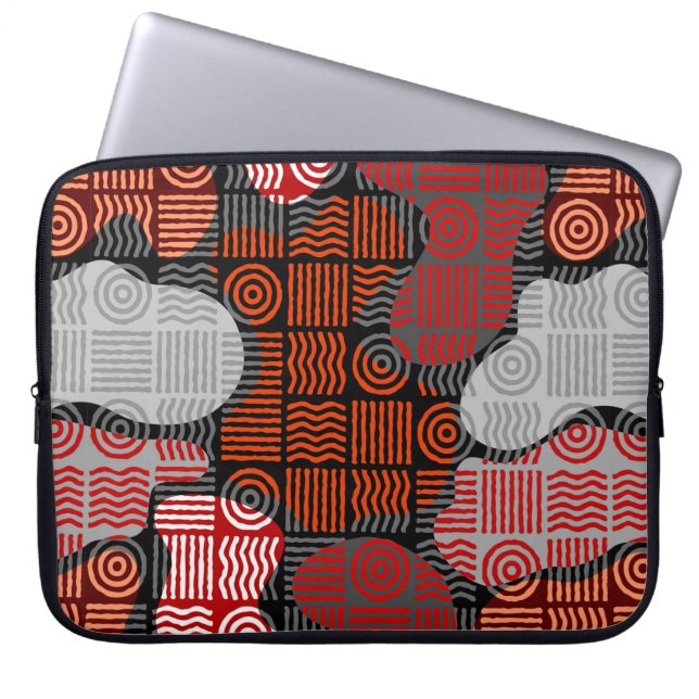 Brun geometrisk bakgrund i blockpatchwo laptop fodral (Framsidan)