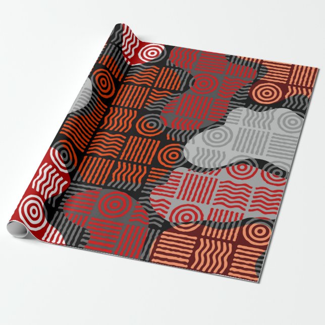 Brun geometrisk bakgrund i blockpatchwo presentpapper (Utrullad)