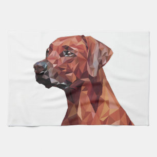 Brun geometrisk hund kökshandduk