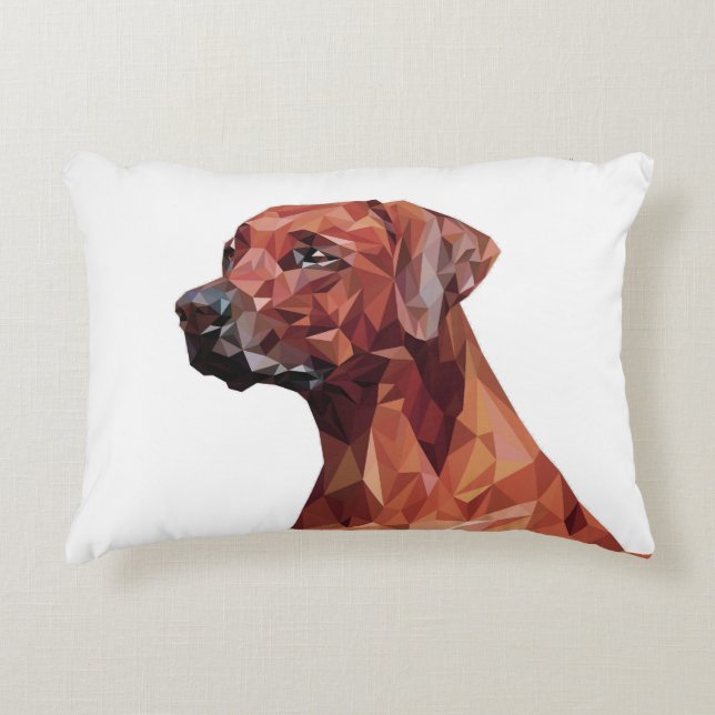 Brun geometrisk hund   prydnadskudde (Framsidan)
