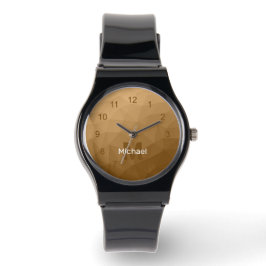 Brun geometrisk mesh-mönster Monogram Armbandsur