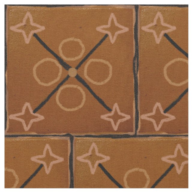 Brun geometrisk mönsterbomull tyg (Närbild)