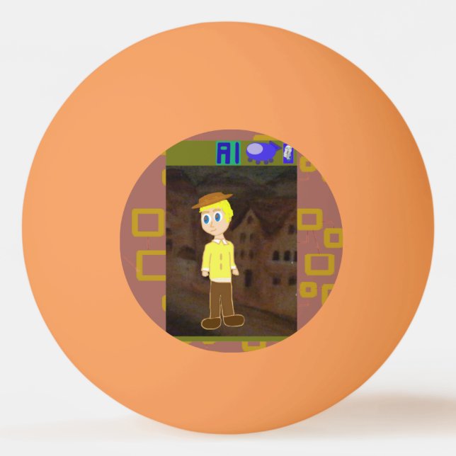 Brun geometrisk Tecknad tema Pingisboll (Framsidan)