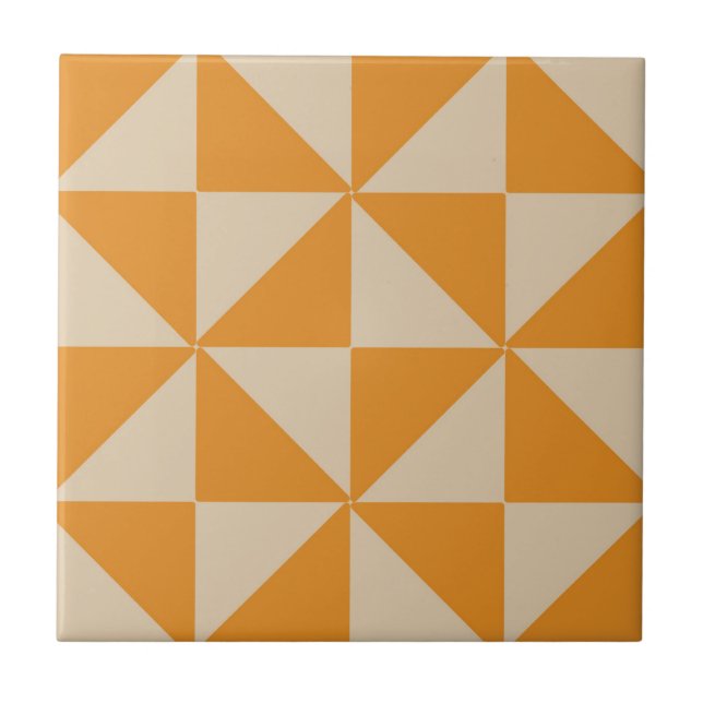 Brun geometrisk triangel Mönster Kakelplatta (Framsidan)
