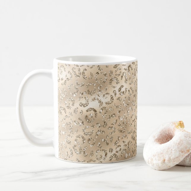 Brun Gepard Leopard Hudutskriftsmönster Djur Kaffemugg (Med munk)
