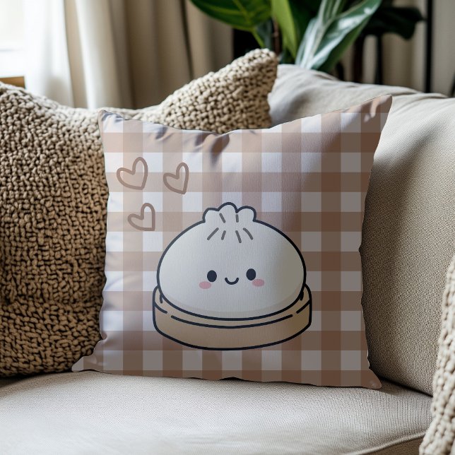 Brun Gingham Dumpling Kudde (Skapare uppladdad)