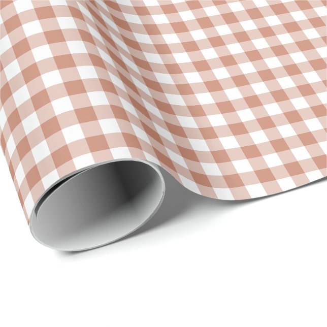 Brun Gingham Rutigt Mönster Presentpapper (Rullad Hörn)