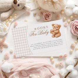 Brun Gingham Teddybjörn Neutral Baby Shower-papper Tilläggskort