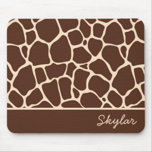 Brun Giraffe Animal Print Anpassningsbar Cursive N Musmatta